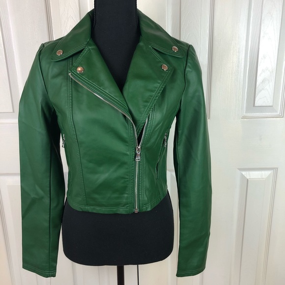 Express Green Moto Jacket XSmall - Picture 2 of 6